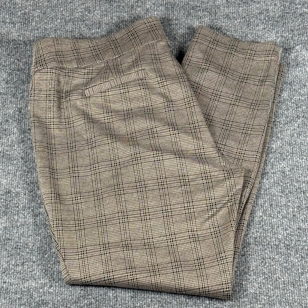 Plaid Stretch Pants Large Career Dressy Faux Pocket Chic Workwear 36x28 Trousers